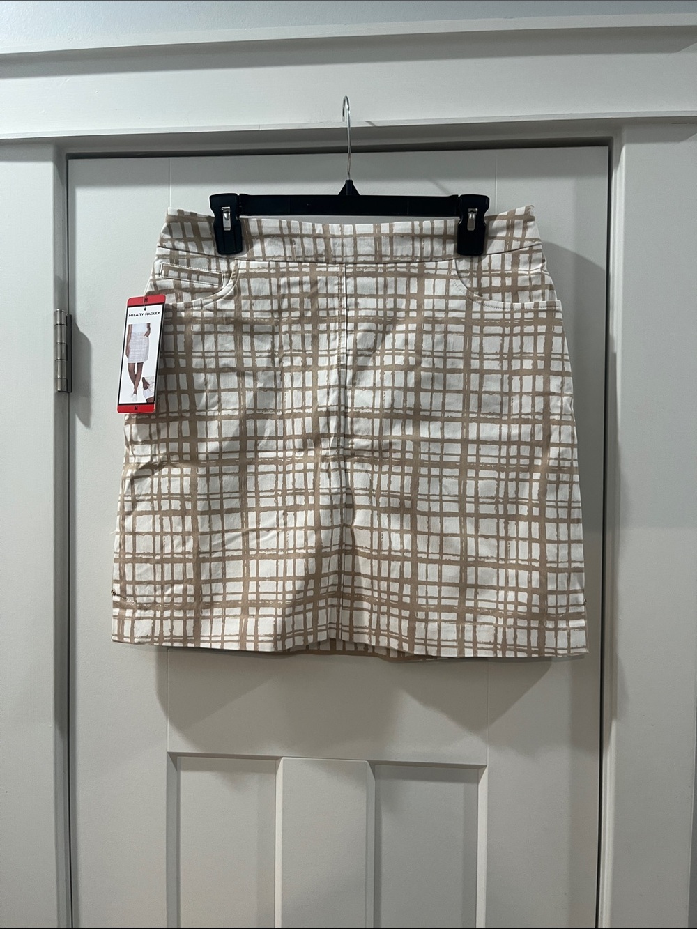 Tan & White Plaid A-Line Skirt with Shorts Medium NWT Hilary Radley